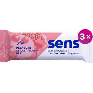Sens Pleasure Protein tyčinka s cvrččí moukou Tmavá čokoláda & Višeň 3 x 40 g