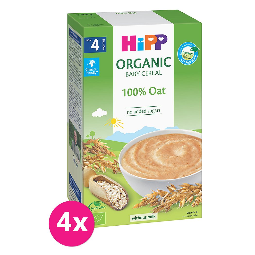 4x HiPP BIO První obilná kaše 100% ovesná (200 g), od uk. 4. měsíce