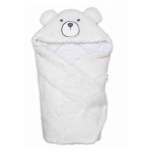 Baby Nellys Beránková zavinovačka s kapucí bavlna/beránek, Teddy Bear - bílá/smetanová