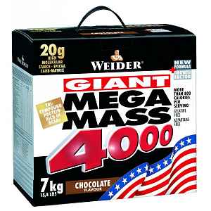 Weider, Giant Mega Mass 4000, Gainer, 7000 g, Čokoláda