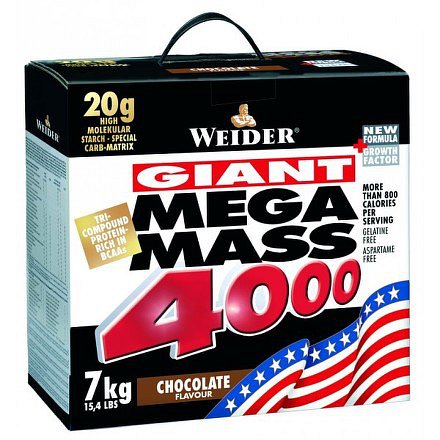 Weider, Giant Mega Mass 4000, Gainer, 7000 g, Čokoláda