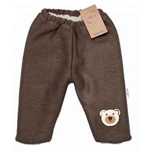 Baby Nellys Oteplené pletené kalhoty Teddy Bear,dvouvrstvé, hnědé