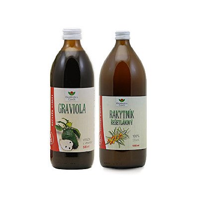 Graviola - výtažek z gravioly + Rakytník řešetlákový - 100% šťáva z rakytníku řešetlákového 500 ml