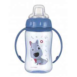 Canpol Babies tréninkový hrníček Cute Animals se silikonovým pítkem a úchyty 56/512_blu