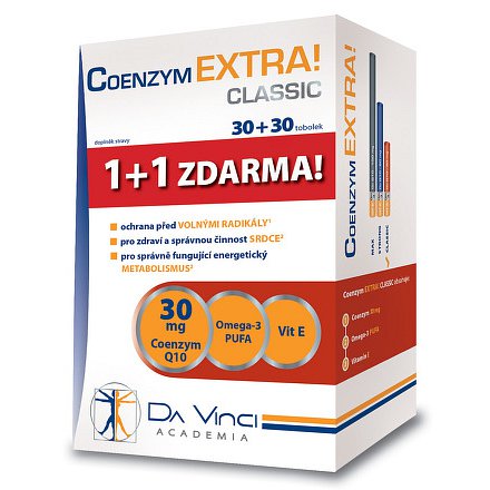 Coenzym EXTRA! Classic 30 mg DaVinci tobolky 30 + 30 ZDARMA