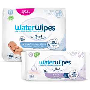 WaterWipes Sensitive (4x60 ks) + Soothing Clean (1x60 ks) vlhčené ubrousky 300 ks