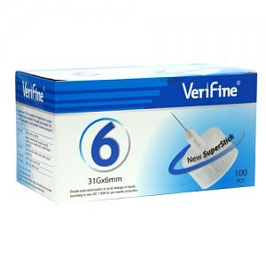 VERIFINE JEHLY pro všechna inzulínová pera 31G (0.25mm x 6mm) 100ks