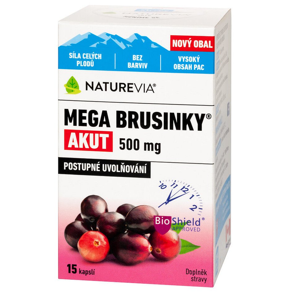 Swiss NatureVia Mega brusinky Akut 15 kapslí