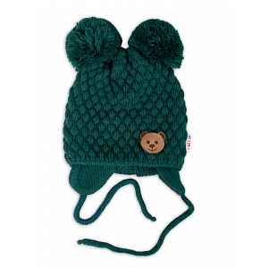 Baby Nellys Zimní pletená čepice Teddy Bear, zelená, 68/80