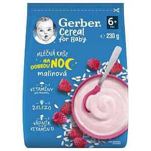 Gerber Cereal for Baby Mléčná kaše na dobrou noc malinová 6m+ 230 g