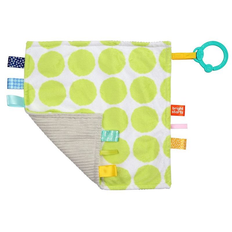 Bright Starts Dečka mazlící na C kroužku Little Taggies zelené tečky 0m+