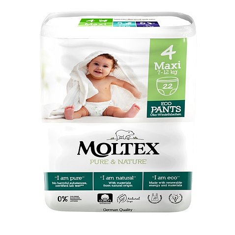 MOLTEX Pure & Nature natahovací plenkové kalhotky Maxi 7-12 kg (22 ks)