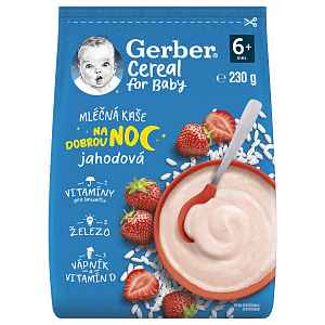 Gerber Cereal for Baby Mléčná kaše na dobrou noc jahodová 6m+ 230 g