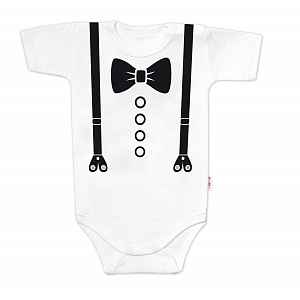 Baby Nellys Body krátký rukáv, Elegán - bílé vel.  74