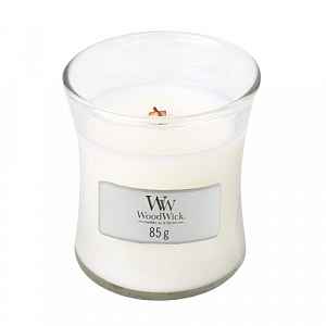 Woodwick White Tea & Jasmine vonná svíčka 85 g s dřevěným knotem
