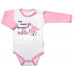 Baby Nellys Body dlouhý rukáv s vtipným textem , Keď nespím ja, tak nespí nikto, holka