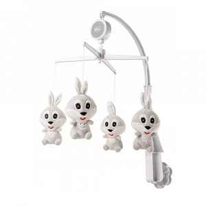 Plyšový kolotoč nad postýlku Rabbit - šedo/bílý