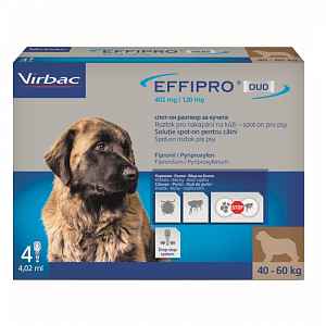 VIRBAC EFFIPRO DUO Dog XL (40-60 kg) 402/120 mg, 4x4,02 ml