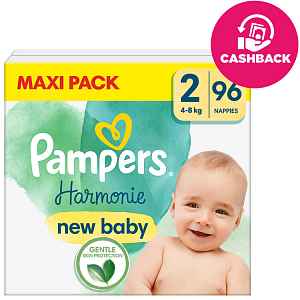 PAMPERS Plenky jednorázové Harmonie vel. 2 (96 ks) 4-8 kg