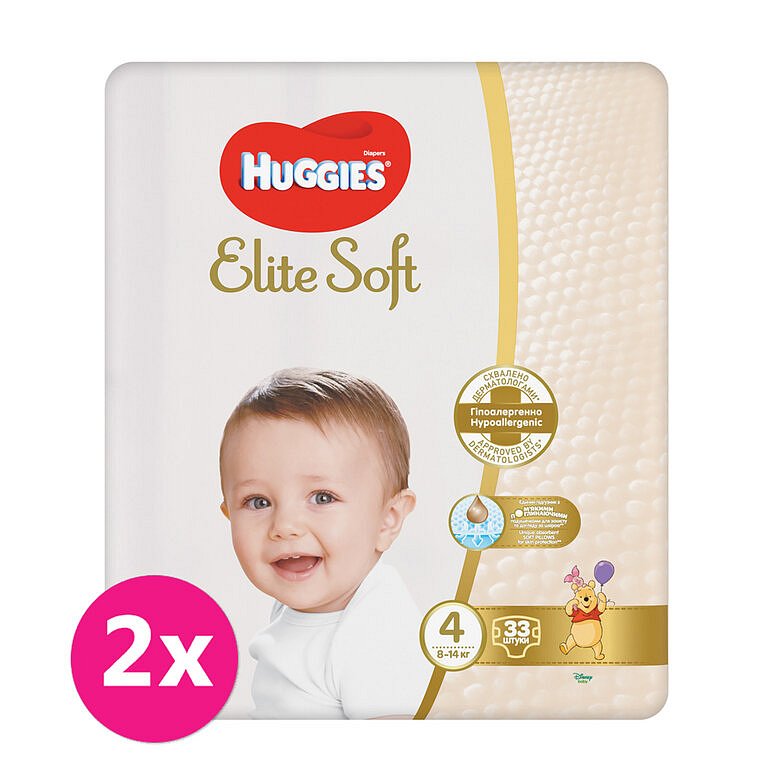 2x HUGGIES® Pleny jednorázové Elite Soft vel. 4 33 ks