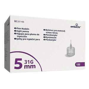 Embecta Jehly pro injekční pera 5mm, 31G, 3bevel, TW, 100ct