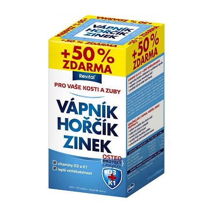 Revital Vápník+hořčík+zinek+vitamín D 3 +K 1 tablety 100 + 50