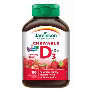 Vitamín D3 Kids 400 IU tablety na cucání s příchutí jahody pro děti 100 tbl.