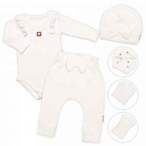 Baby Nellys Žebrovaná rostoucí souprava 3D, Baby Girl - smetanová