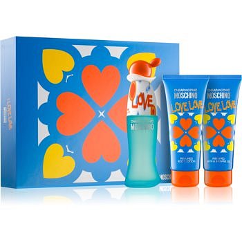 Moschino I Love Love dárková sada III.  toaletní voda 50 ml + sprchový a koupelový gel 100 ml + tělové mléko 100 ml