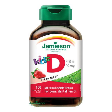 Vitamín D3 Kids 400 IU tablety na cucání s příchutí jahody pro děti 100 tbl.