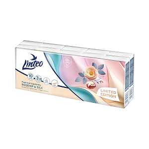 Linteo Rosehip&Silk Papírové kapesníky 3vrstvé 10x10 ks