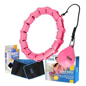 One Fitness Sada masážní hula hoop OHA02 se závažím a zeštíhlujícího pásu BR160 růžová