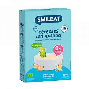 Smileat BIO dětská kaše 4 druhy cereálií s quinoou a vitaminem B1 6M+ 200 g