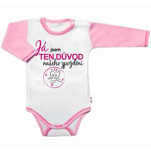 Baby Nellys Body dl.rukáv s vtip. textem , Já jsem TEN DŮVOD našeho zpoždění,vel. 74, holka