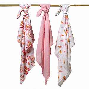 BABYONO Plenky bambusové 3 ks - starorůžová