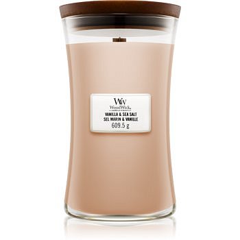 Woodwick Vanilla & Sea Salt vonná svíčka 609,5 g s dřevěným knotem