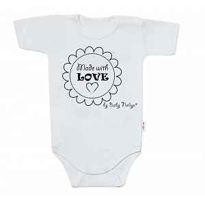 Baby Nellys Body krátký rukáv Made with love,  šedé vel.  68
