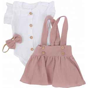 Z&Z Mušelínová suknička s láclem, bodýčko a čelenka, 3D sada vel.  80