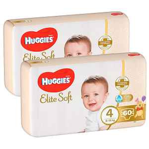 2x HUGGIES® Pleny jednorázové Elite Soft vel. 4 60 ks