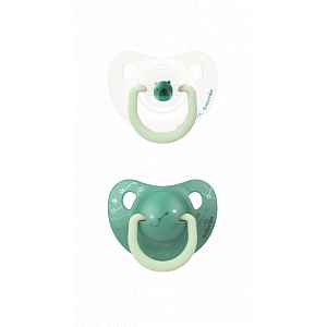 Suavinex Anatomické šidítko den/noc silikon 0-6m zelený medvěd 2ks