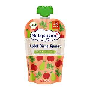 Babydream BIO ovocný příkrm jablko, hruška a špenát 100 g