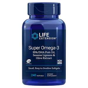 Super Omega-3 EPA/DHA rybí olej, sezamové lignany a olivový extrakt, 240 gelových kapslí