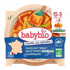 Babybio Celé ravioli s dýňovou nádivkou, rajčatovým pyré a žampiony 190 g