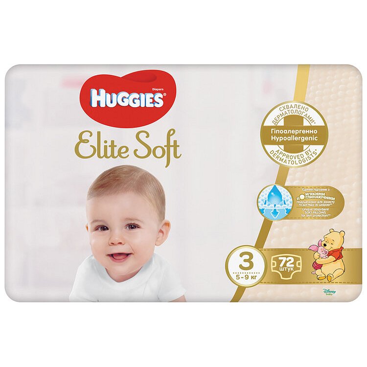 HUGGIES® Pleny jednorázové Elite Soft vel. 3 72 ks