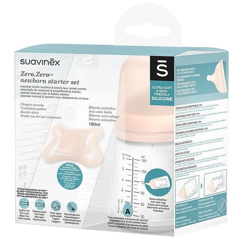 SUAVINEX SADA Zerø.Zerø™ - Láhev 180ml A + dudlík