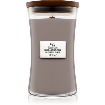 Woodwick Suede & Sandalwood vonná svíčka s dřevěným knotem 609,5 g