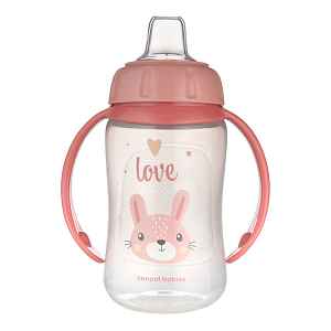 CANPOL BABIES Hrneček tréningový s úchyty Cute Animals růžový zajíc, 320ml