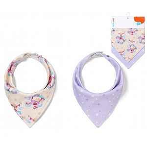 Babyono Dětský bryndáček/šátek 2D sada Koník, lila/smetana