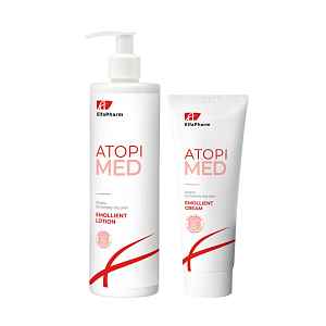 Zjemňující tělové mléko na atopickou a velmi suchou pokožku Elfa Pharm Atopi Med Emollient Lotion 400 ml + krém 75 ml zdarma