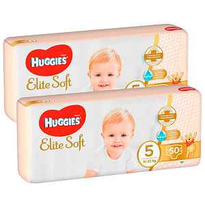 2x HUGGIES® Pleny jednorázové Elite Soft vel. 5 50 ks